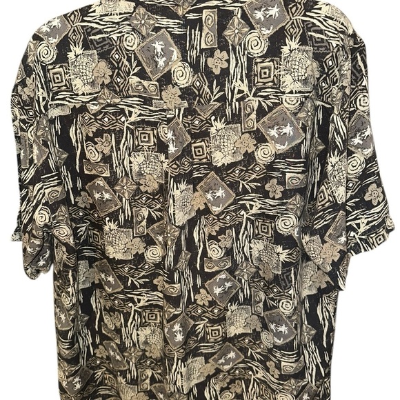 Ocean Pacific Vintage Men's Black Hawaiian Abstract Short Sleeve Shirt (Med) - Picture 2 of 11